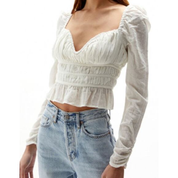 Free People Tops - New  ~ FREE PEOPLE  ~ Chloe Long Sleeve Crop Top Medium ~ ANTHROPOLOGIE